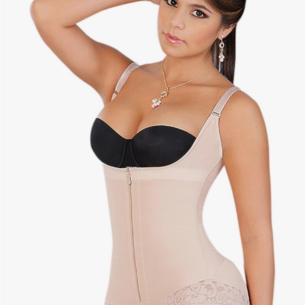 Cream Shapewear with Compression Fabric and Fitted Design